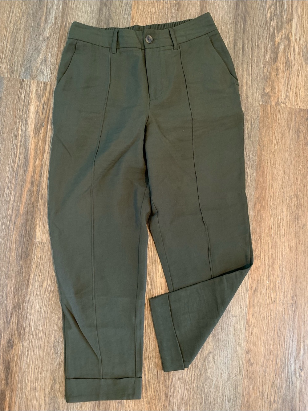 Olive Green Women's Chinos with Front Creases